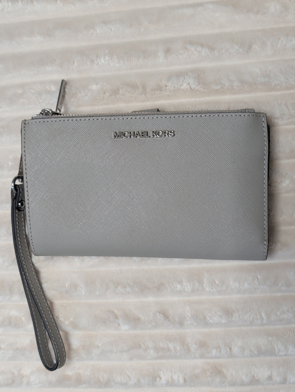 Michael Kors Gray Saffiano Wristlet Wallet